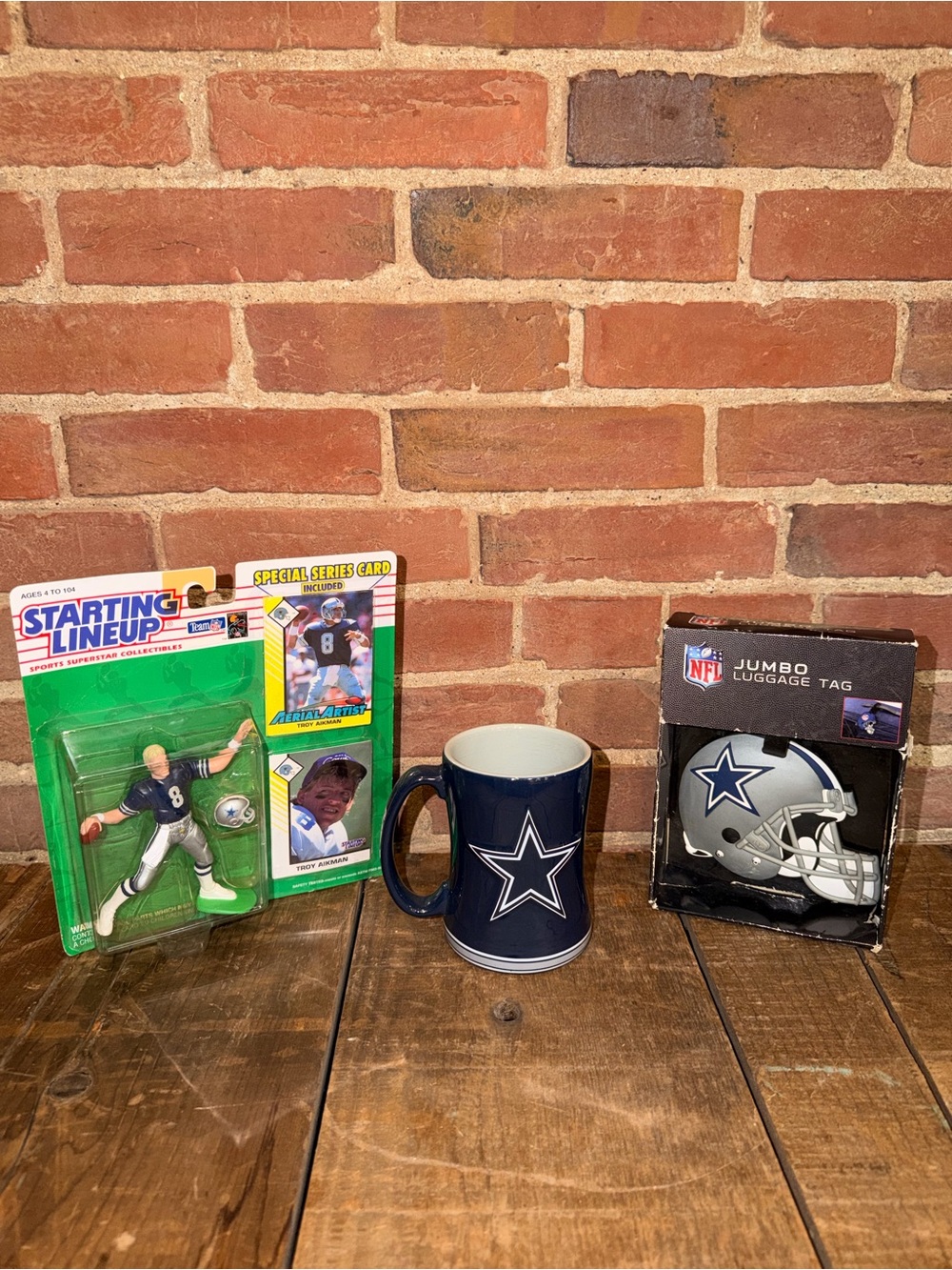 NFL Dallas Cowboys Bundle Navy Blue and White Troy Aikman,Coffee Mug,Luggage Tag